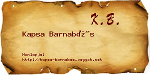 Kapsa Barnabás névjegykártya